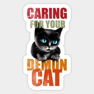 Caring for your demon cat Sticker